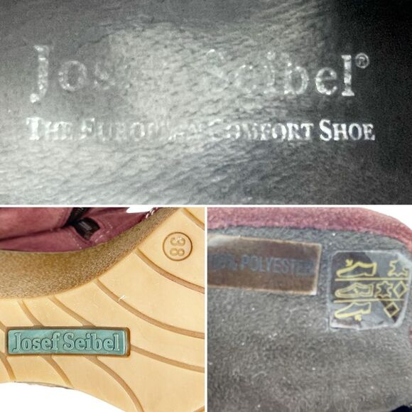Josef Seibel Bootie Burgundy Suede Wedge Heel Comfort Boot Size 38 EU | 7-7.5 US - Picture 13 of 16